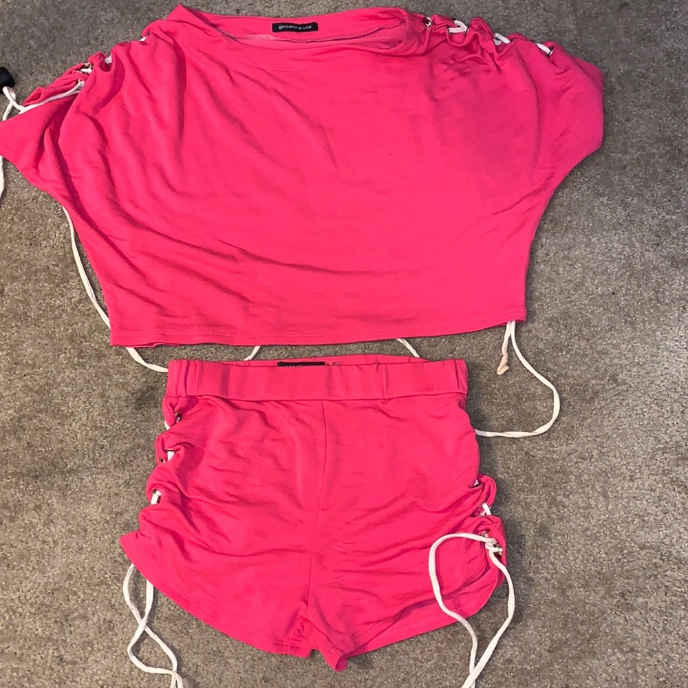 2 piece set hot pink